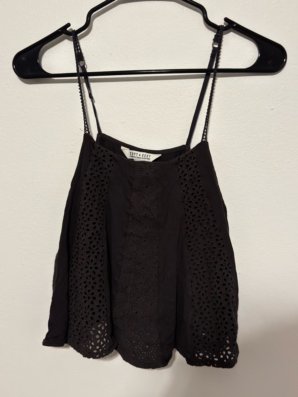 Soft & Sexy Black Cropped Eyelet Camisole